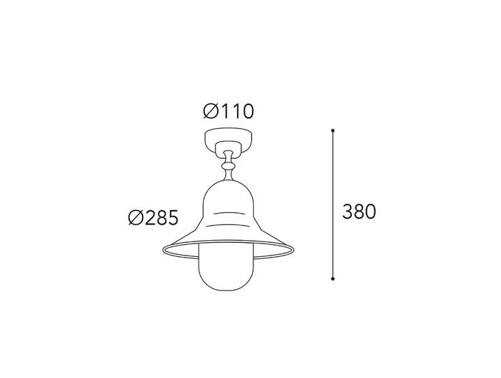 Moretti Luce Außendeckenlampe Campanula 2095, Messing antik, Ø 29 cm IP44 Campula dimmbar, bronze / altmessing, Messing, Antik