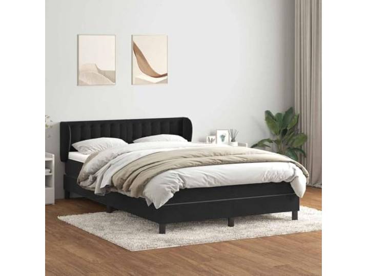 RJPLMFV Bett aus schwarzem Velours, 160 x 210 cm, mit Taschenfederkernmatratze