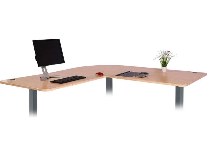 Tischplatte HWC-D40 für Eck-Schreibtisch, Schreibtischplatte, 90° MVG- hellbraun
