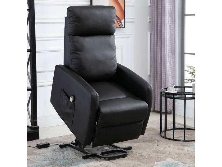 HOMCOM Fauteuil Releveur Électrique Noir Repose-Pied Ajustable