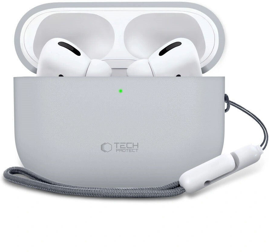 Apple AirPods Pro (3. Gen) Tech-Protect Silikone Cover m. Rem - Grå