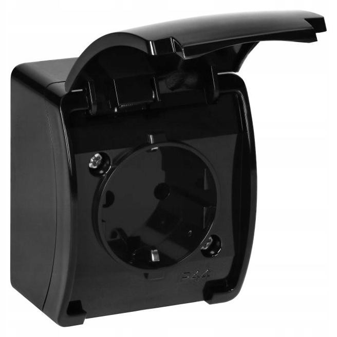 Orno Enkelvoudige wandcontactdoos 2P+A Schuko Waterdicht IP44 Zwart