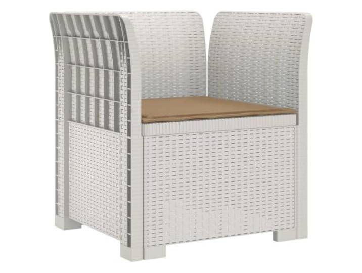 KTHLBRH Sessel 1-Sitzer mit Kissen in Rattanoptik PP weiß Modulares Design, wetterfest, UV-beständig, Struktur in Rattan-Optik, taubenes Kissen aus Polyester, für
