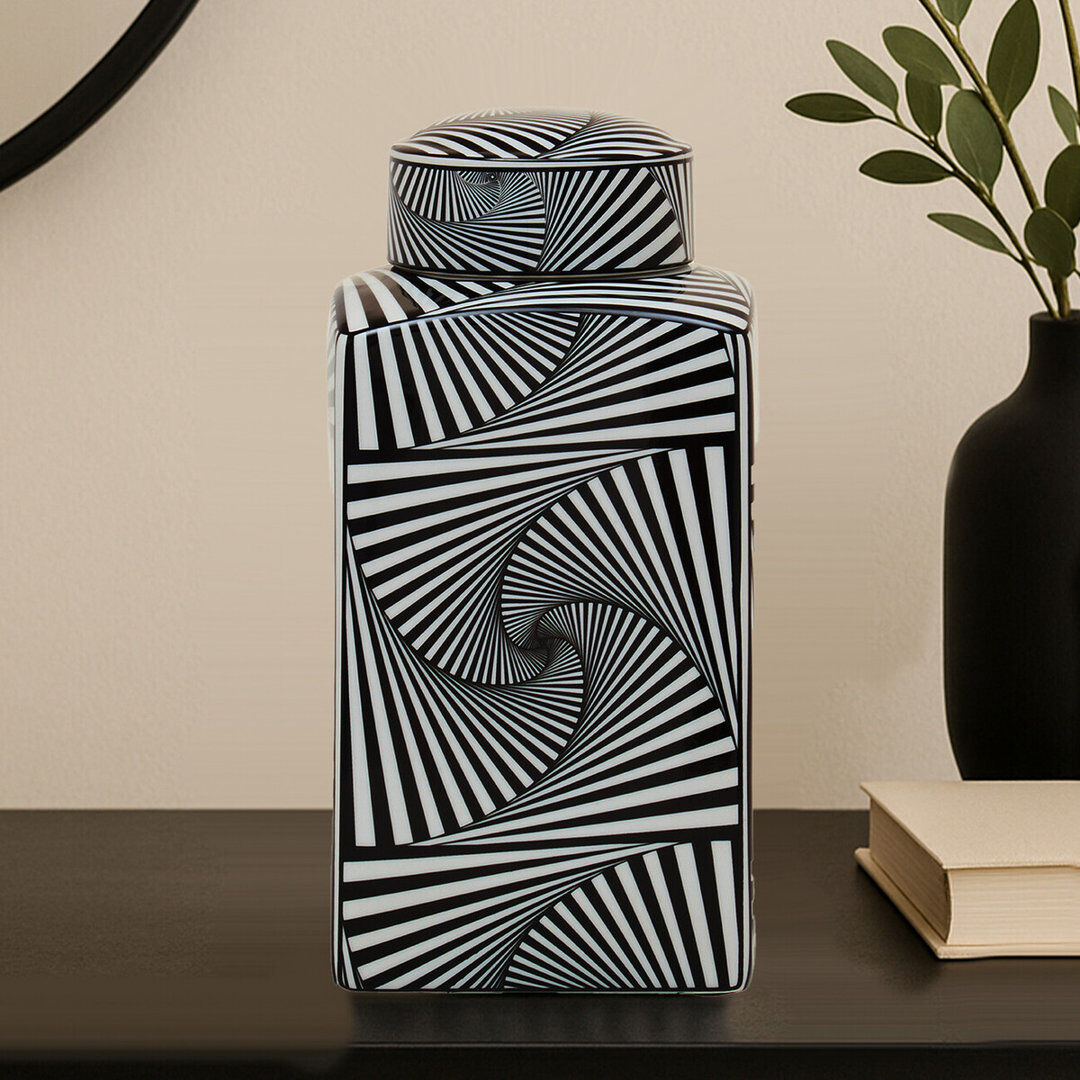 Ivy Bronx Maynes Handmade Ceramic / Porcelain Decorative Urns & Jars Black 31 H x 15 W x 15 D cm