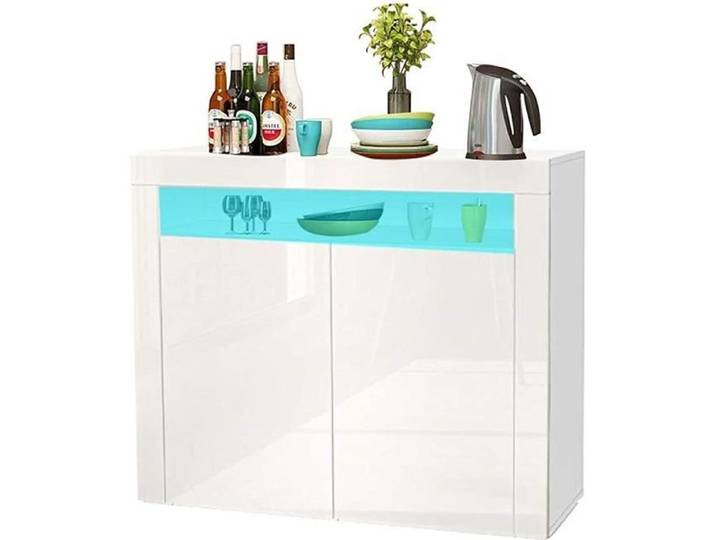 Buffet bas blanc laqué brillant - DRIPEX - L 108 cm x 40 cm x 92 cm - 2 portes