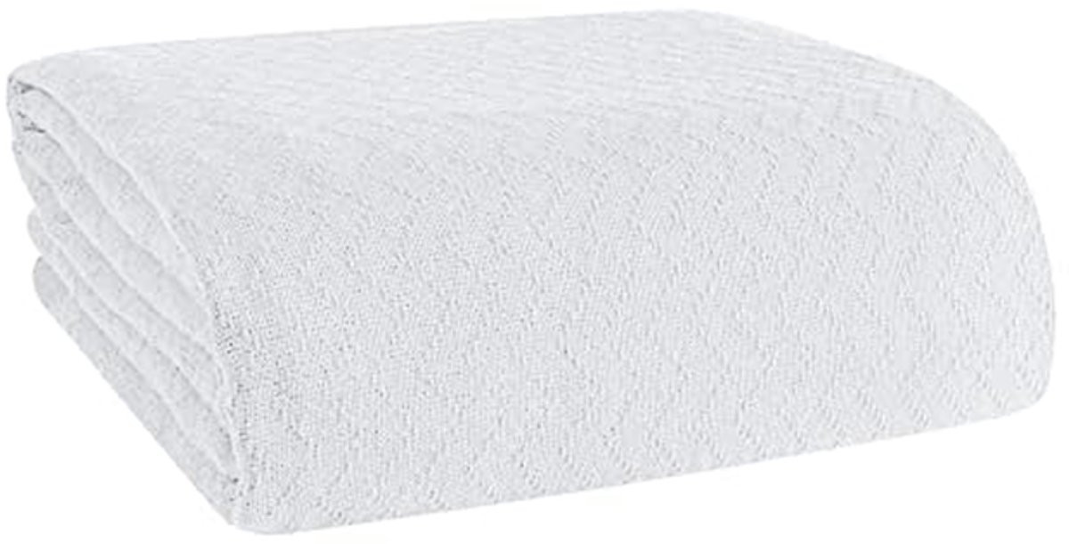 Katoenen beddeken met chevron patroon voor volwassenen, ademend en warm, 152 x 229 cm