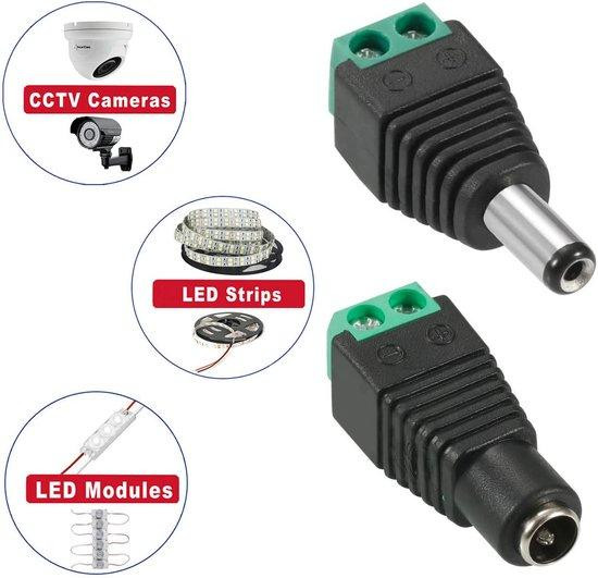 10 Stuks 12V DC Voedingsconnector Male/Female Schroefklem Adapter voor CCTV en LED Strips