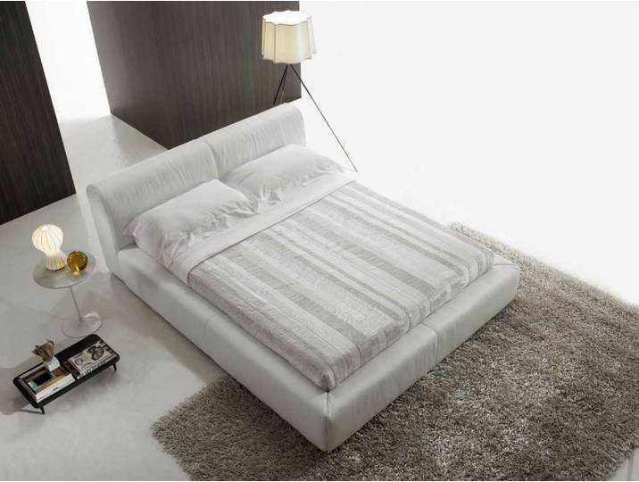 JVmoebel Bett Italienisches Bett aus Holz und Kunstleder in Weiß (1-tlg), Made in Europa