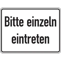Aufkleber Hinweisschild, Bitte einzeln eintreten, Folie - 200 x 150 mm Folie selbstklebend