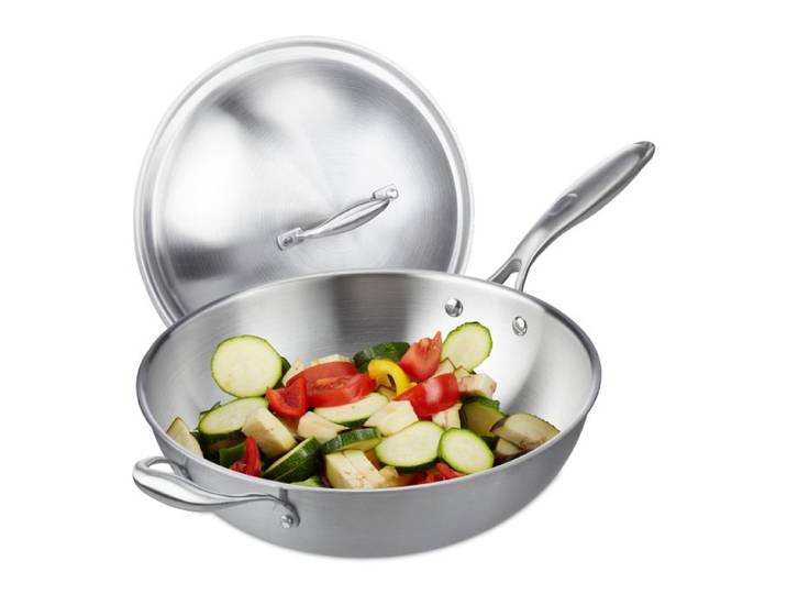 Relaxdays Wok avec couvercle en acier