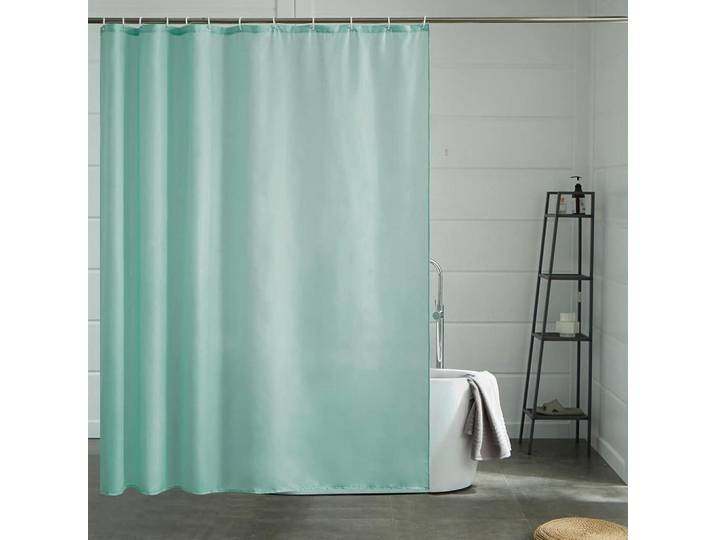 Duschvorhang 180 x 180 cm Minzgrün Polyester wasserabweisend schimmelresistent, Hellgrün, 180x180 cm, Heimtextilien, Badtextilien, Duschvorhänge