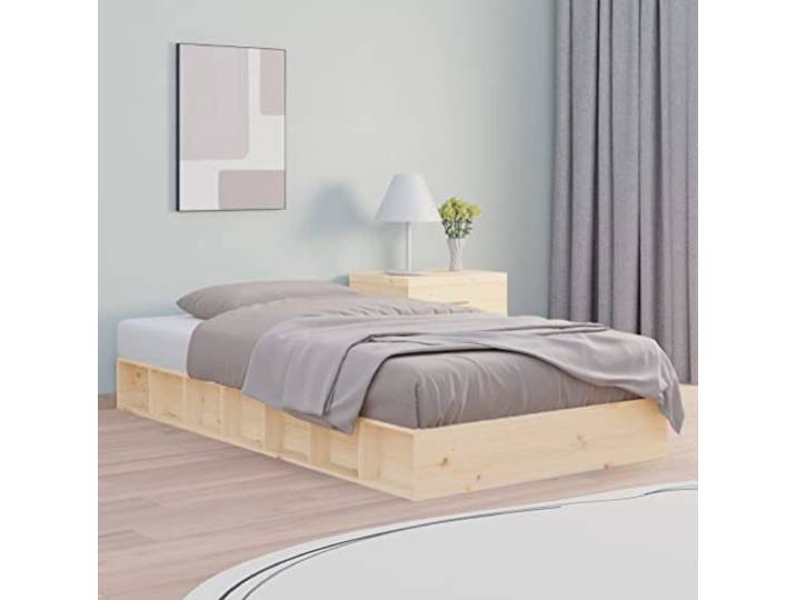 RJPLMFV Bettgestell, Massivholz, 75 x 190 cm Massives Kiefernholz, inkl. Latten, niedriges Design, für kleine Einzelbettmatratzen