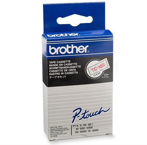 Brother TC-102 fita vermelho sobre transparente 12 mm