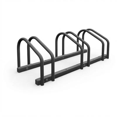 Relaxdays Fahrradständer, für 3 Fahrräder, Stahl Bodenparker, Reifenbreite 60mm, Abstellständer, Fahrradstand, anthrazit