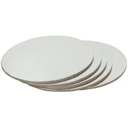 Cakecard Silber 20cm 3mm Stärke 5er Set - offener Rand