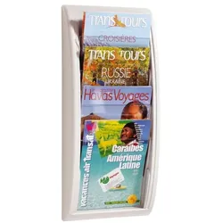 Paperflow Wand–Prospekthalter 4 Fächer »A4« grau, 29x65x9.5 cm