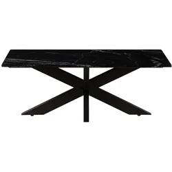 Couchtisch 120x60x45 Marmor schwarz / Kreuzgestell Eisen schwarz BARCELONA #414