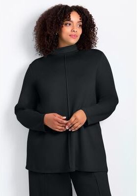 Plus Size Women's Seamed Mock Neck Tunic by Avenue in Black (Size 14)