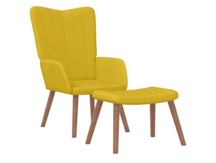 HAQWRDQSG Relaxsessel mit Hocker Senfgelb Samt Sessel 2-teilig Gemütlicher Polstersessel mit Fußablage für Wohnzimmer und Schlafzimmer, Ergonomische Rückenlehne mit Schaumstoff.