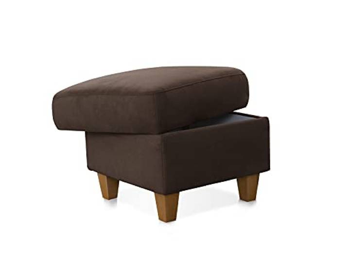 CAVADORE Polsterhocker Palera/Beistellhocker mit Stauraum, ideal als Fußhocker oder Sitzgelegenheit / 58 x 48 x 58 / Mikrofaser, Altara Braun