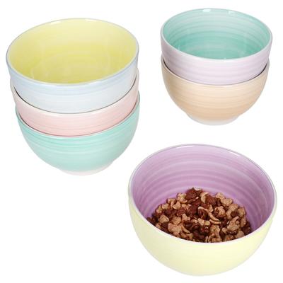 Pastello 6er Set Müsli-Schale Ø14cm 500ml bunte Dessert-Schüssel Pastell-Farben