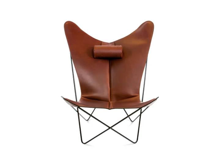 OX Denmarq Fauteuil papillon KS Chair cuir cognac, support noir