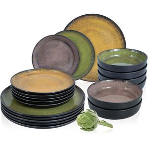Moritz&Moritz Tafelservice Vida, Porzellan, für 6 Personen, vintage bunt, rund, 18-teilig
