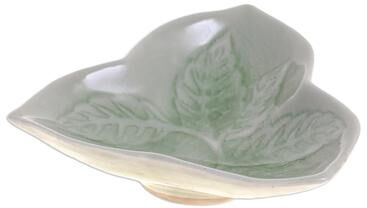 Novica Handmade Triangle Leaf Ceramic Candy Dish