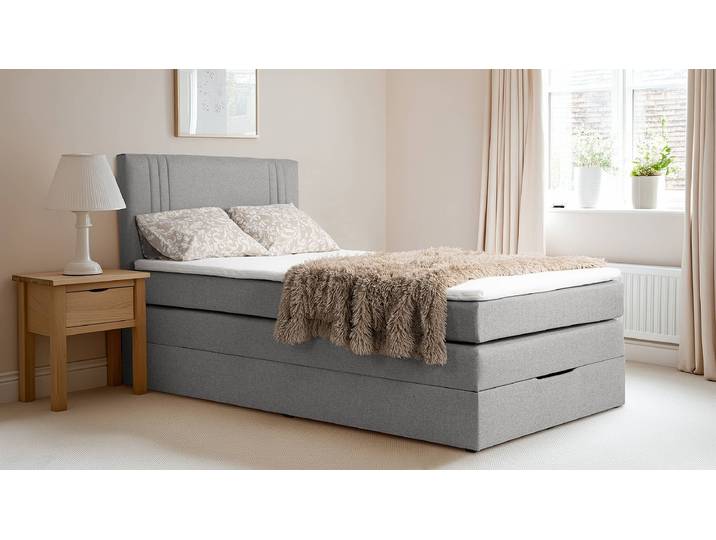Boxspringbett Ghoripur - Typ B 100 x 200cm Webstoff Mavie Grau