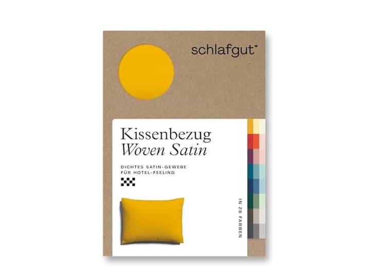 schlafgut Woven Satin Kissenbezug 70x90cm Yellow Deep, Hotelqualität seidig
