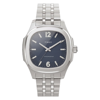 Quarzuhr TIMEX "Marquee", silberfarben, blau, blau, Armbanduhren, Herren, silberfarben, Quarzuhr, Armbanduhr, Herrenuhr, Edelstahlarmband, analog, Beleuchtung