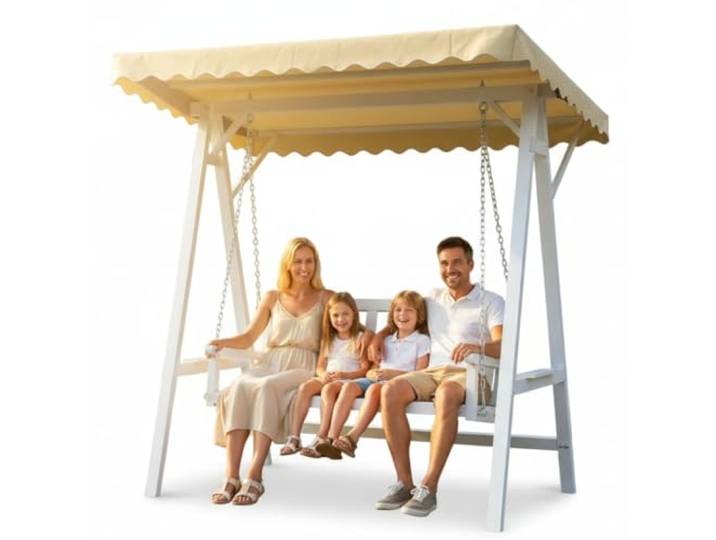 Melko Balancelle en bois Hollywood\, balancelle de jardin 188 x 161 x 88 cm avec siège suspendu