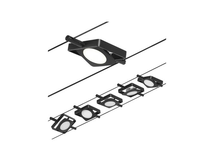 Paulmann Wire MacLED LED-Seilsystem,5-fl. schwarz, schwarz, für Flurbereich, Metall, Modern