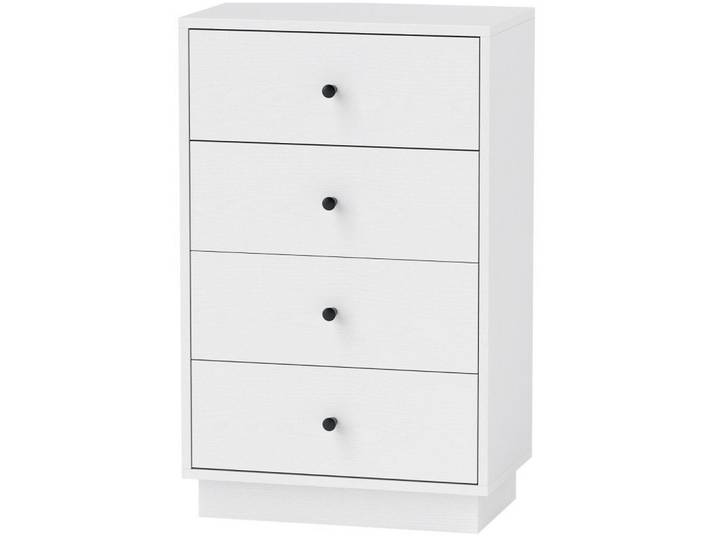 Modenvie Kommode 47/29/75 cm aus Holzwerkstoff mit 4 Schubladen und Anti-Kipp-Schutz Weiß, 47x75x29 cm, Kleinmöbel, Kommoden, Kommoden