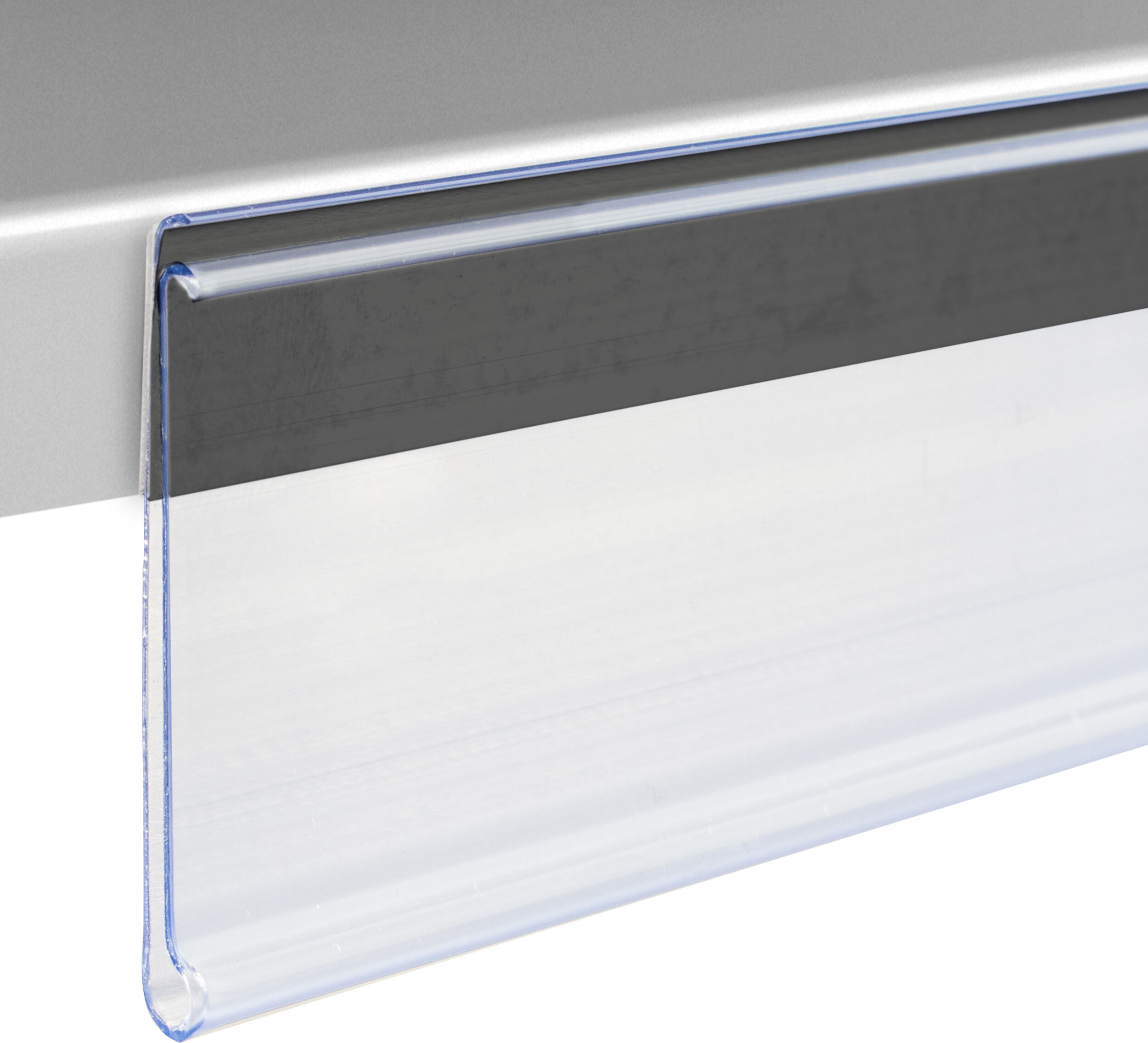SPRINTIS Réglette porte-étiquette DBR, magnétique, avec rebord 200 mm, PVC, transparent