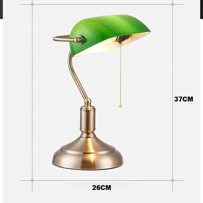 Inspire Select Classic Green Bankers Desk Lamp, LED Reading Table Light With Acrylic Shade, Vintage Study Lamp For Home Office Decor green eu