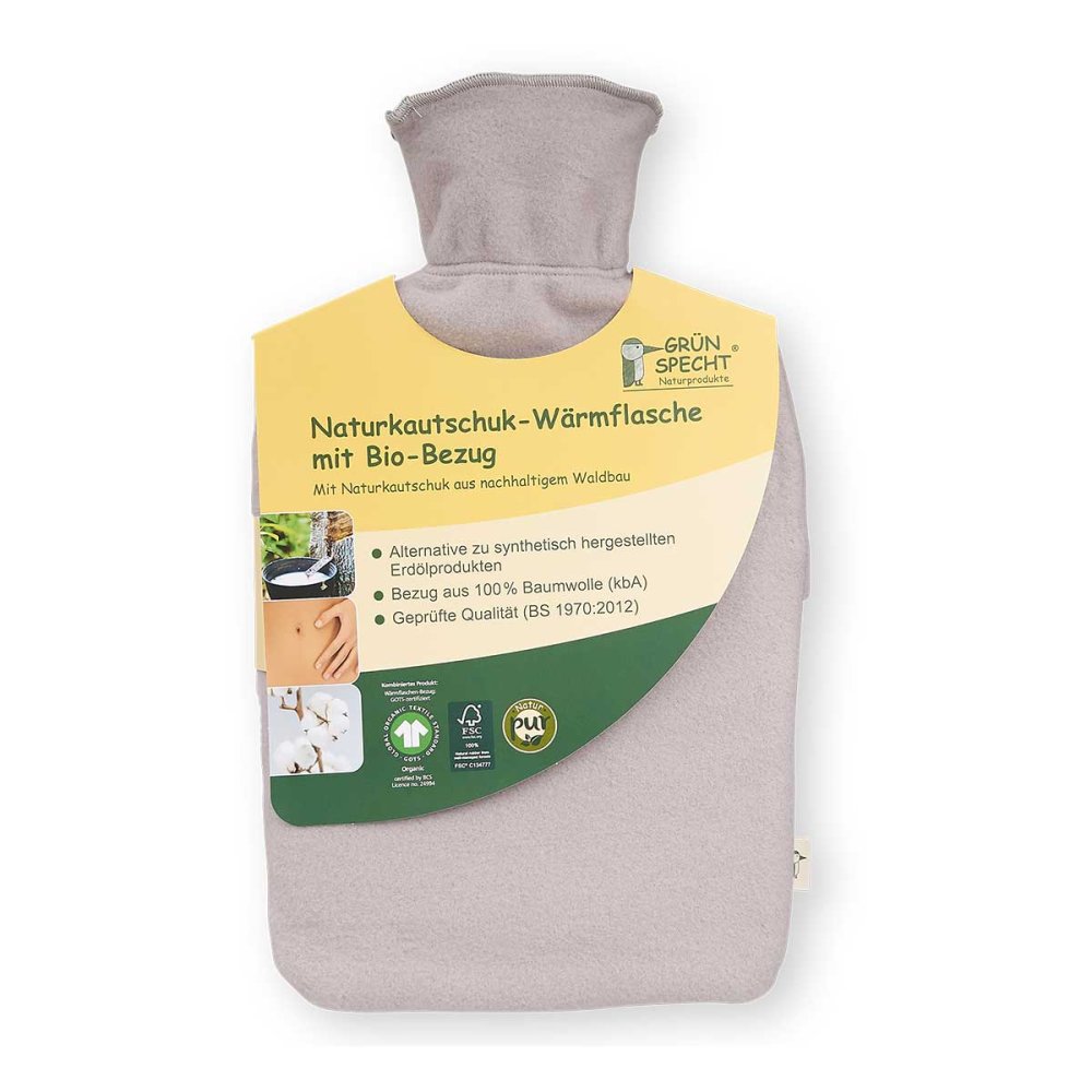 GRÜNSPECHT Naturprodukte GmbH Naturkautschuk-Wärmflasche mit Bezug (Bezug Gots), groß 08108613