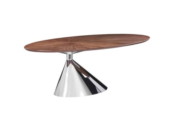Novel Esstisch Ligneo, Walnuss, Holz, Metall, Walnuss, furniert, oval, konisch, 115x75x220 cm, Esszimmer, Tische, Esstische, Esstische oval