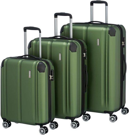 Famanu Hartschalenkoffer Sportliches Design - Grüne City Reisetasche