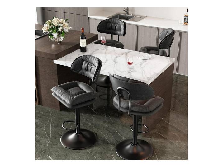 LuxusKollektion Barhocker Barhocker Barstuhl Rückenlehne Esszimmer 4er Set Dunkelgrau