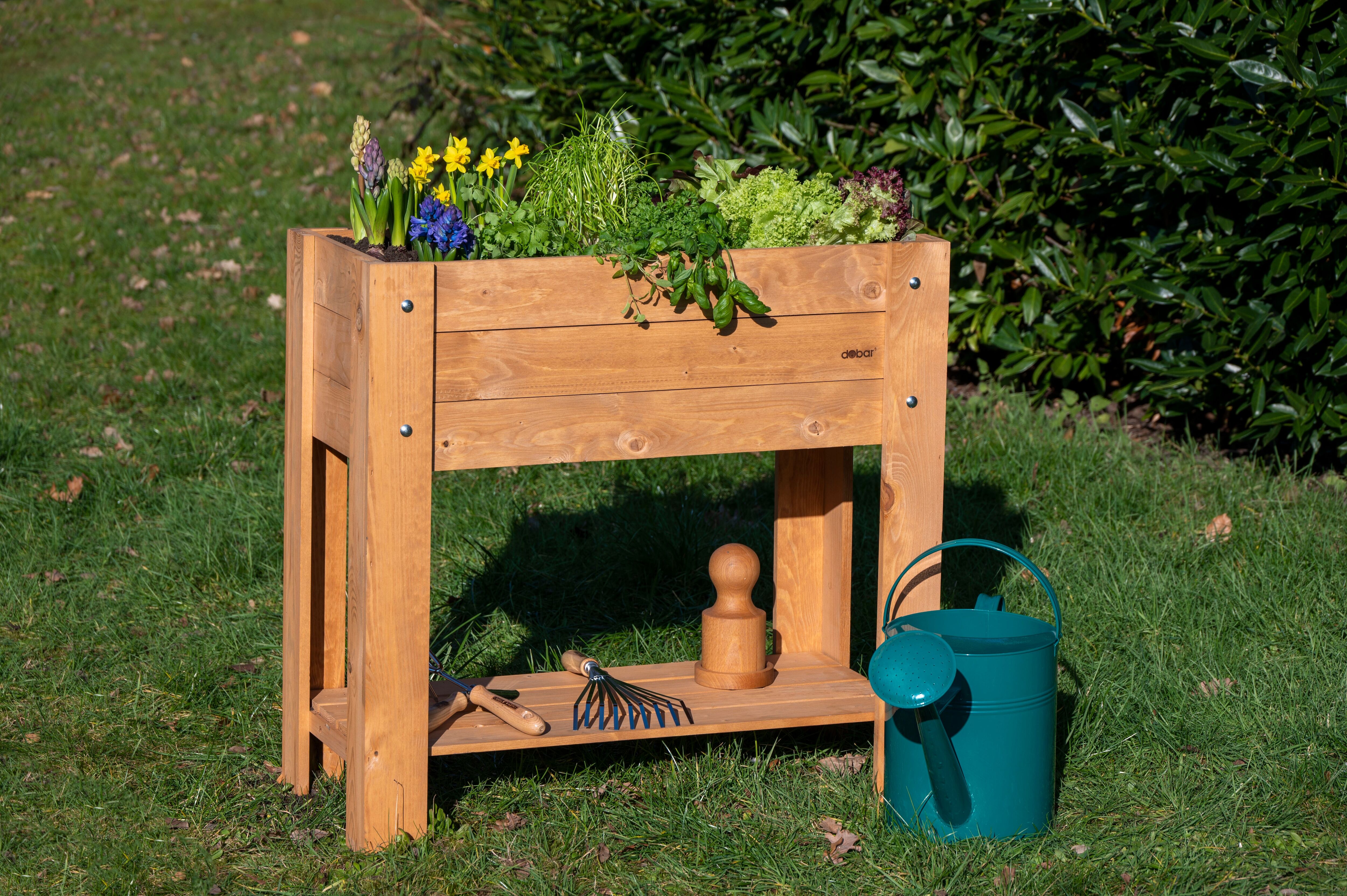 Hochbeet DOBAR "Urban", braun, B:40cm H:78,4cm T:80,3cm, Holzwerkstoff, Pflanzgefäße, Hochbeet, FSC-zertifiziertes Kiefernholz, wetterfest lasiert, inkl. Pflanzfolie