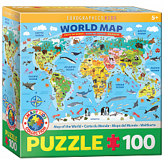 eurographics Puzzle - Weltkarte illustriert - 100 Teile 301247