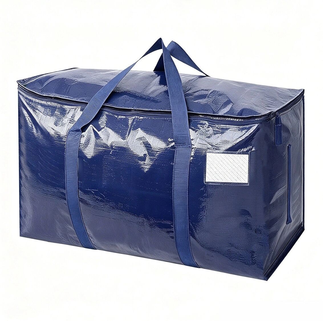 INF Sac de déménagement 4 pièces – Fond bleu profond, PP tissé étanche, fermeture latérale pleine ouverture, 69cmx38cmx35cm