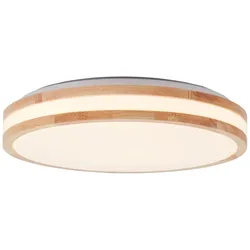 BRILLIANT Lampe, Laskos LED Wand- und Deckenleuchte 38cm holz hell/weiß, 1x LED integriert, 22W LED integriert, (2300lm, 3000K), Holz aus nachhaltiger Waldwirtschaft (FSC)