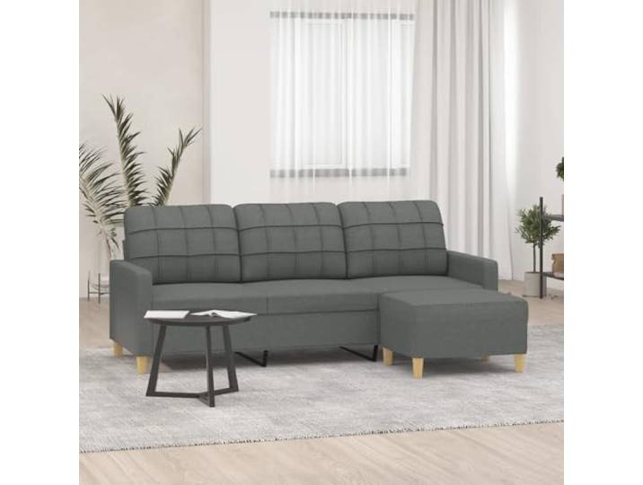 HEFZGDB Dunkelgraues 3-Sitzer-Sofa mit Hocker 180 cm Stoff Couch Wohnzimmer Sitzgruppe Bequem Langlebig Modernes Design Strapazierfähig Robustes Gestell Vielseitig Kompakt