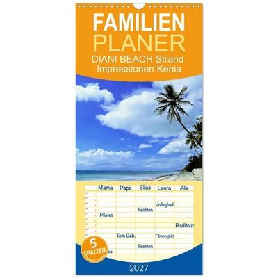 Familienplaner 2027 - DIANI BEACH Strand Impressionen Kenia mit 5 Spalten (Wandkalender, 21 x 45 cm) CALVENDO