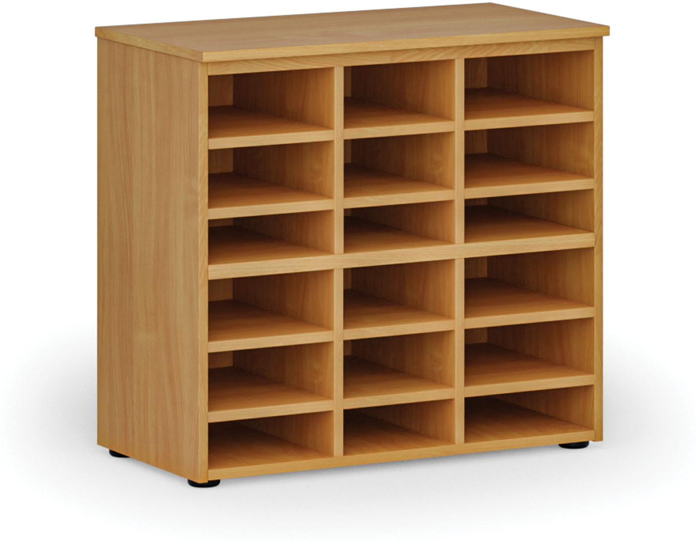 B2B Partner Sortierregal PRIMO WOOD, 800 x 420 x 740 mm, 18 Fächer, Buche