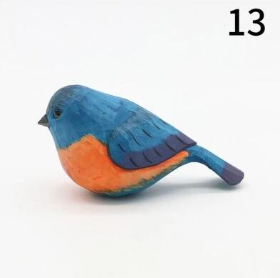 Inspired Finds Handmade Wooden Bird Figurine Mini Carved Decor Cute Small Bird Ornament Gift indigo Wren