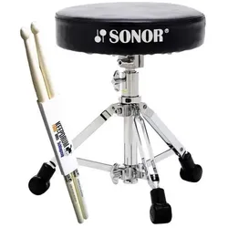 Sonor DT XS 2000 Drum Hocker mit Drumsticks, Schlagzeug Zubehör, Silber