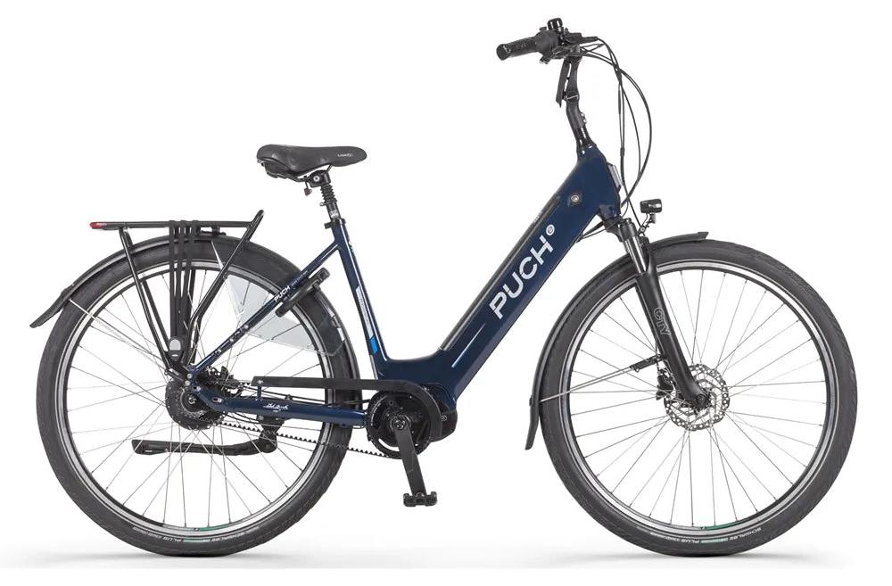 Puch E-Zirkon Enviolo Belt - E-Bike - 28 Zoll - 250W Motor - 160 km Reichweite - Hydraulische Scheibenbremsen - 603Wh Akku - Tiefeinsteiger - Indigo Blau Glänzend